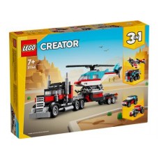 LEGO Creator 3 in 1 Ploščadni tovornjak s helikopterjem